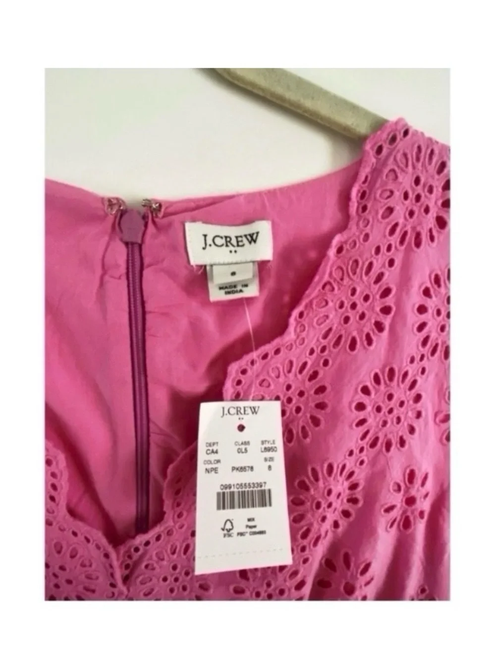 J. Crew Pink Eyelet Mini Dress